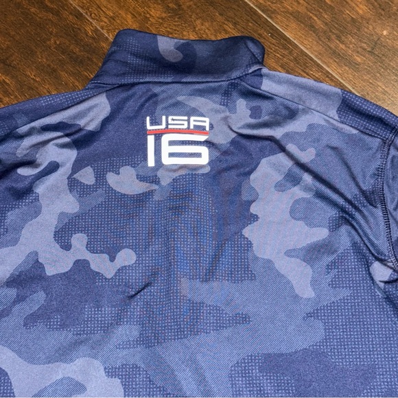 RLX Ralph Lauren USA 2016 Ryder Cup Navy Camo 1/4 Zip Pullover Men’s Size L - Picture 9 of 14